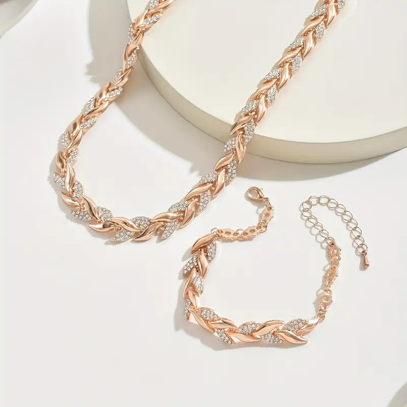PARURE COLLANA E BRACCIALE ROSE GOLD AND STRASS