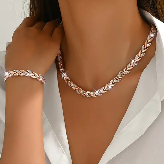 PARURE COLLANA E BRACCIALE ROSE GOLD AND STRASS