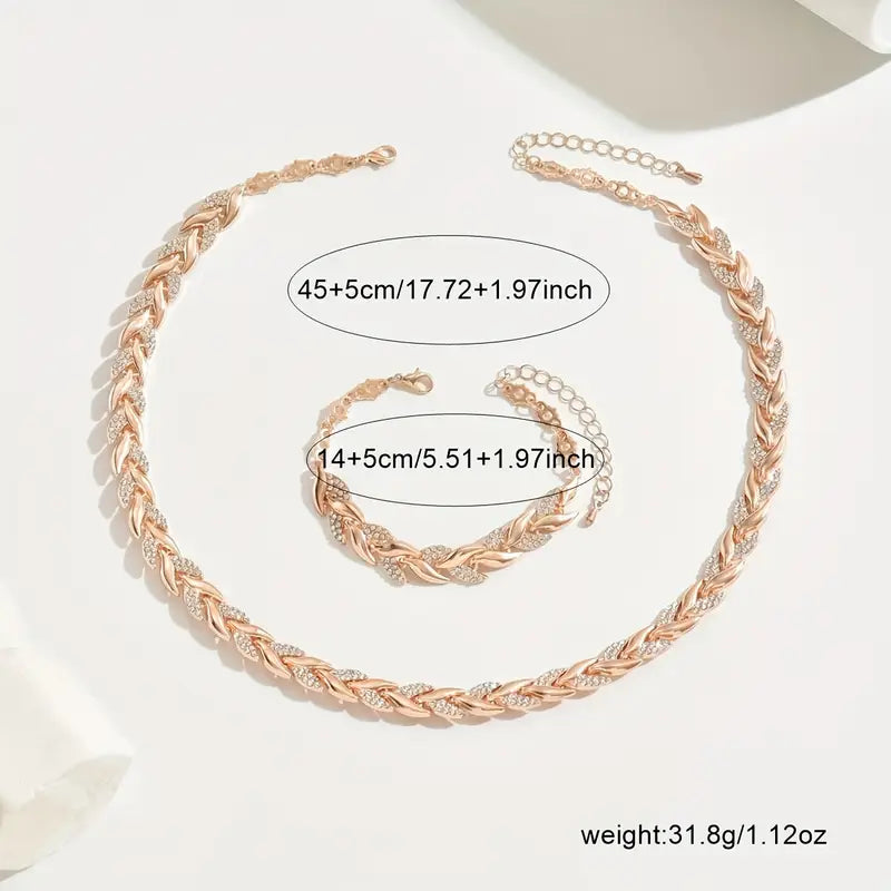 PARURE COLLANA E BRACCIALE ROSE GOLD AND STRASS